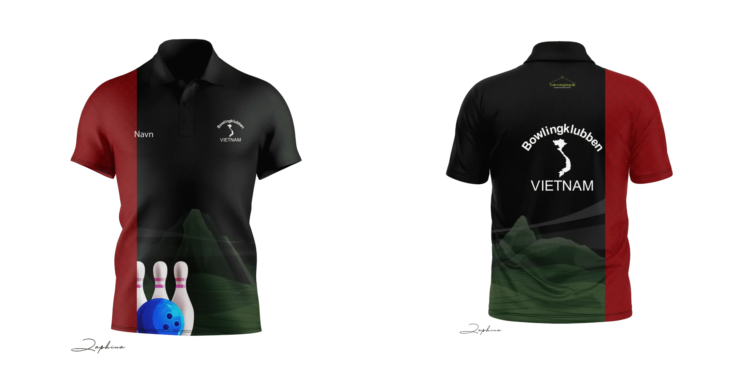 Trøje Vietnam Bowling Polo med logo og navn